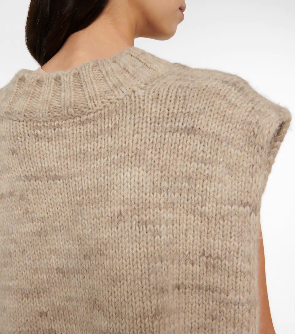 Alpaca, cotton, and wool sweater vest - 5