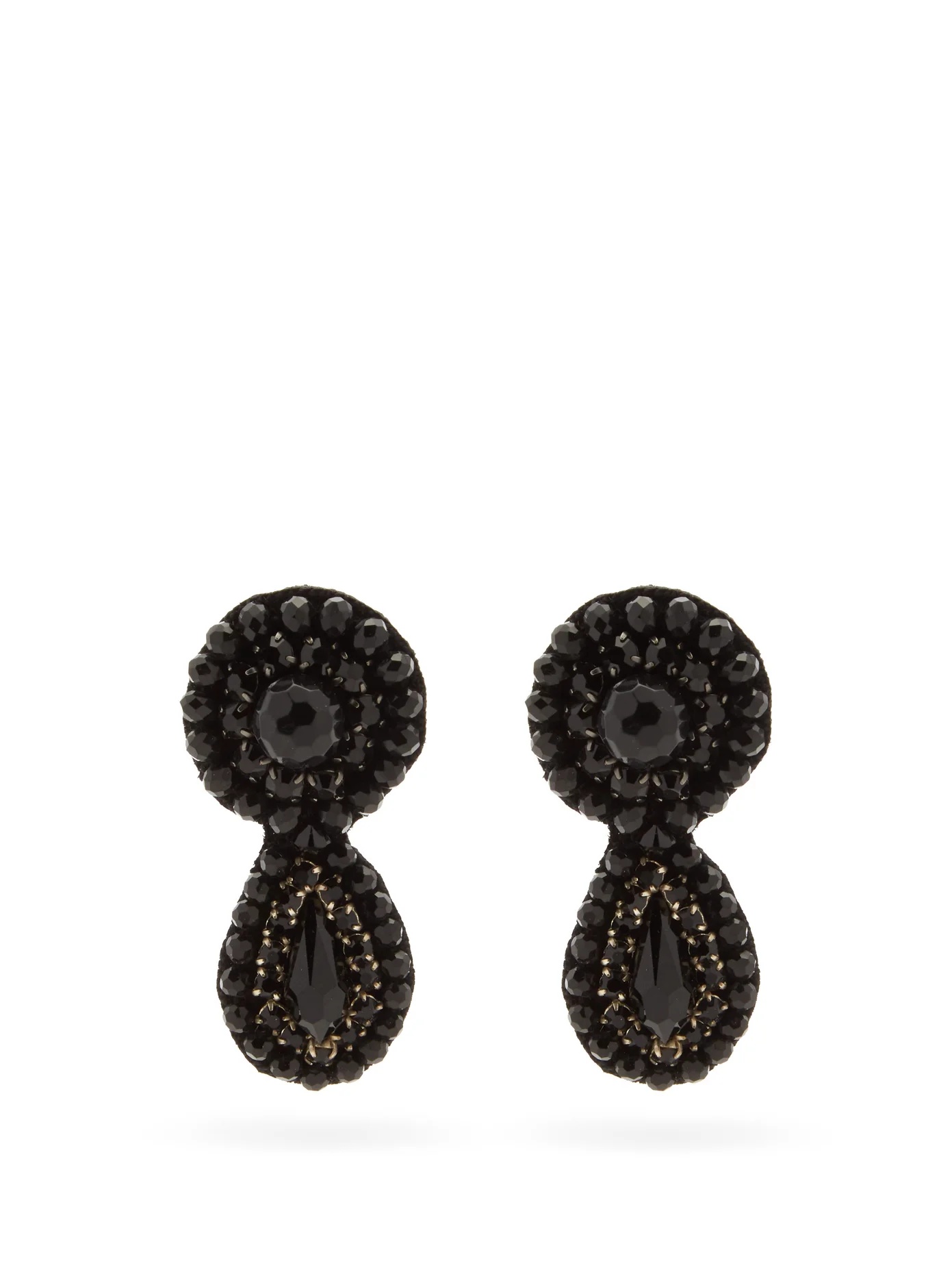 Crystal-embellished drop clip earrings - 1