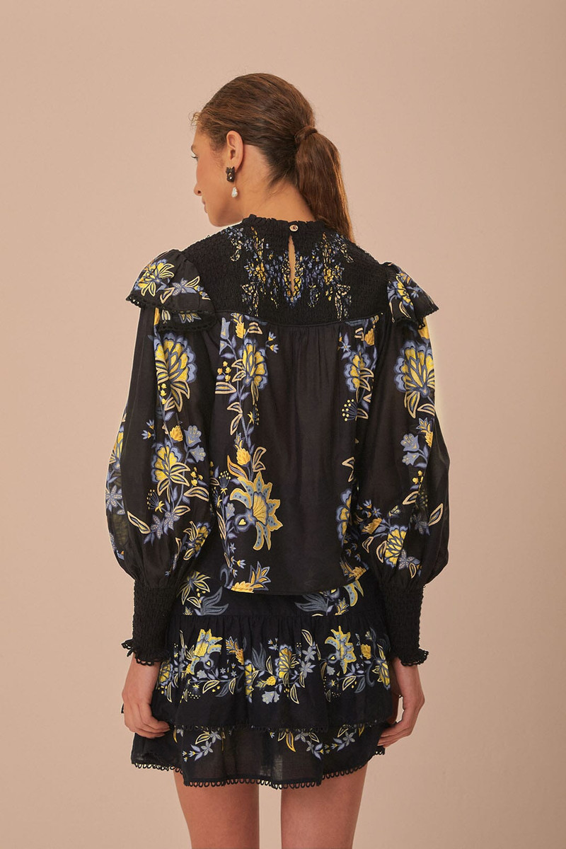 Black Stitched Garden Blouse 4