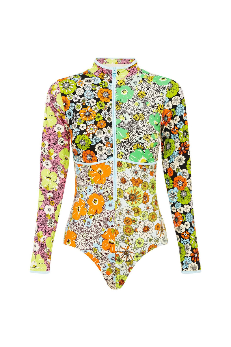 Orange Blossom Zip Front One Piece 1