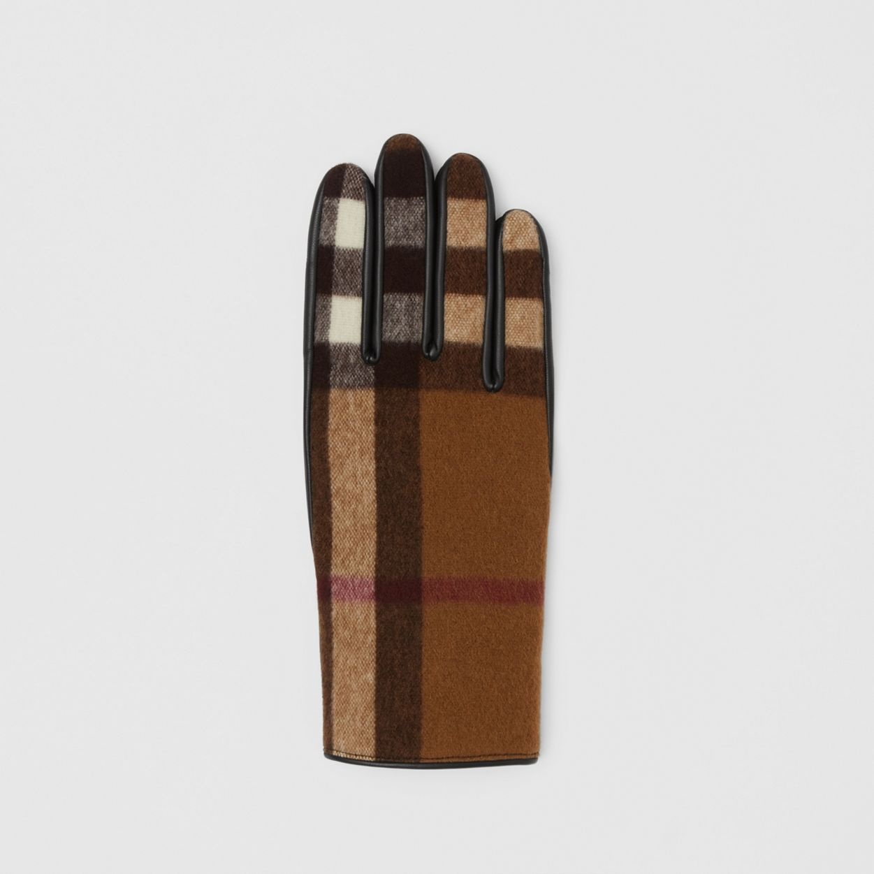 Cashmere-lined Check Wool and Lambskin Gloves - 3