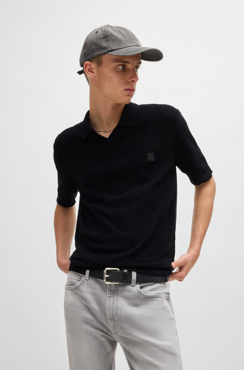 HUGO ITALIAN-LEATHER BELT WITH LOGO ROLLER BUCKLE outlook