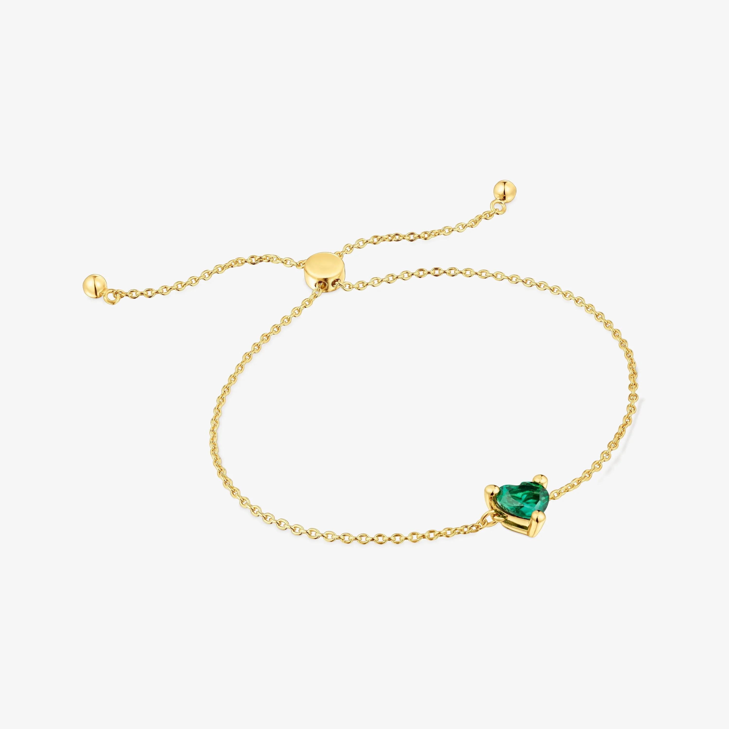 18K gold vermeil chain Bracelet with lab-grown emerald Garden of Love LGG - 1