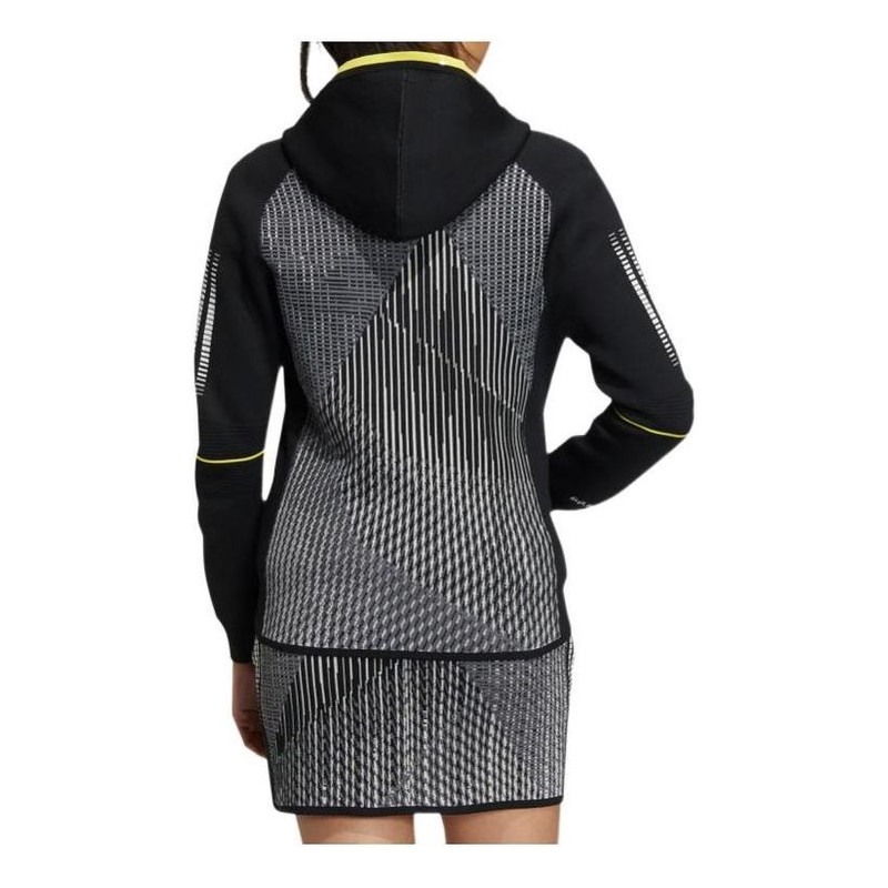 (WMNS) adidas Statement Primeknit Hooded Jacket 'Black Grey' HG1676 3