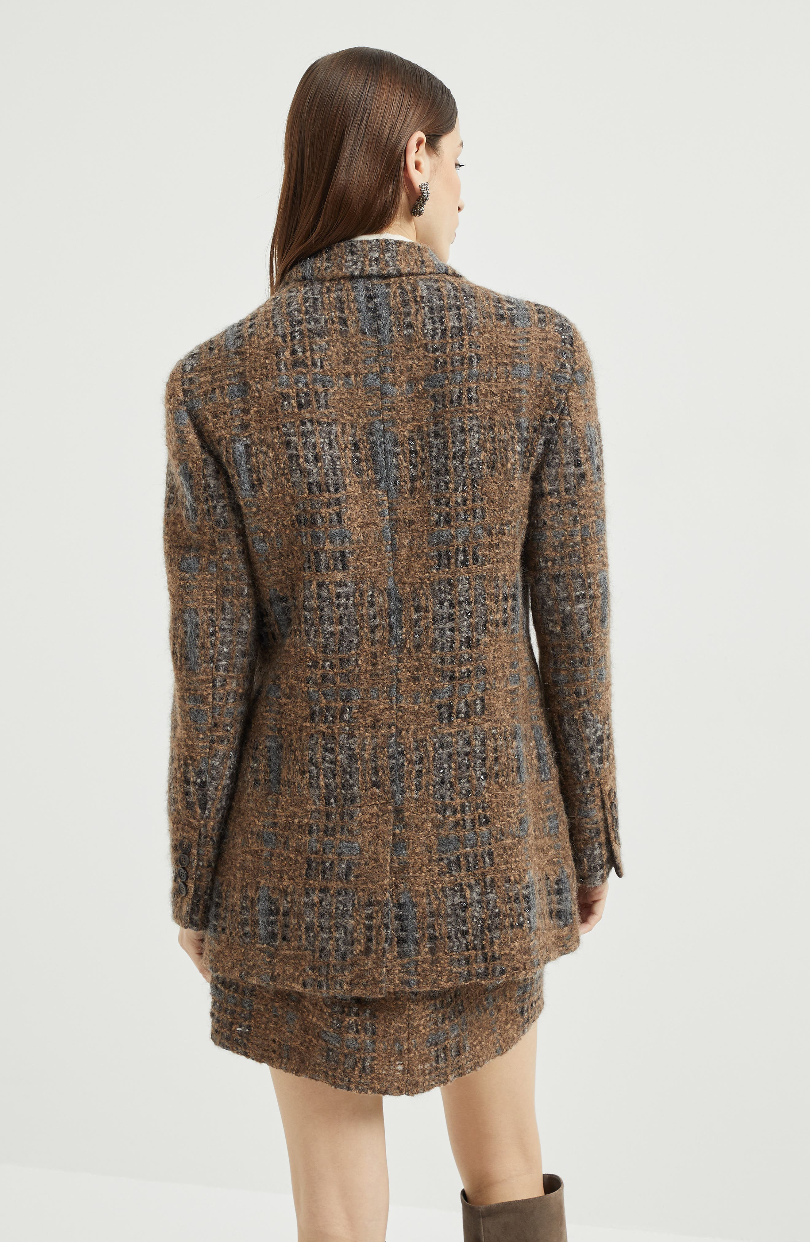 Brunello Cucinelli Blazer with Prince of Wales Embroidery in Brown at Nordstrom - 3