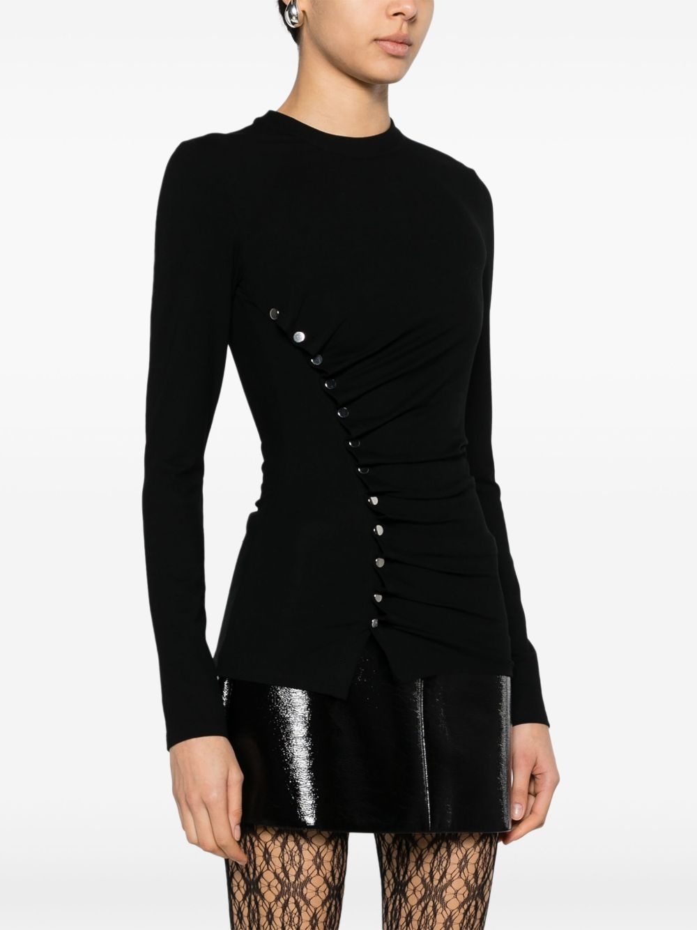asymmetric studded T-shirt - 3