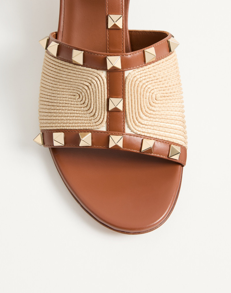 Valentino ROCKSTUD SLIDE SANDAL IN CALFSKIN WITH CORNELY EMBROIDERY 60MM outlook