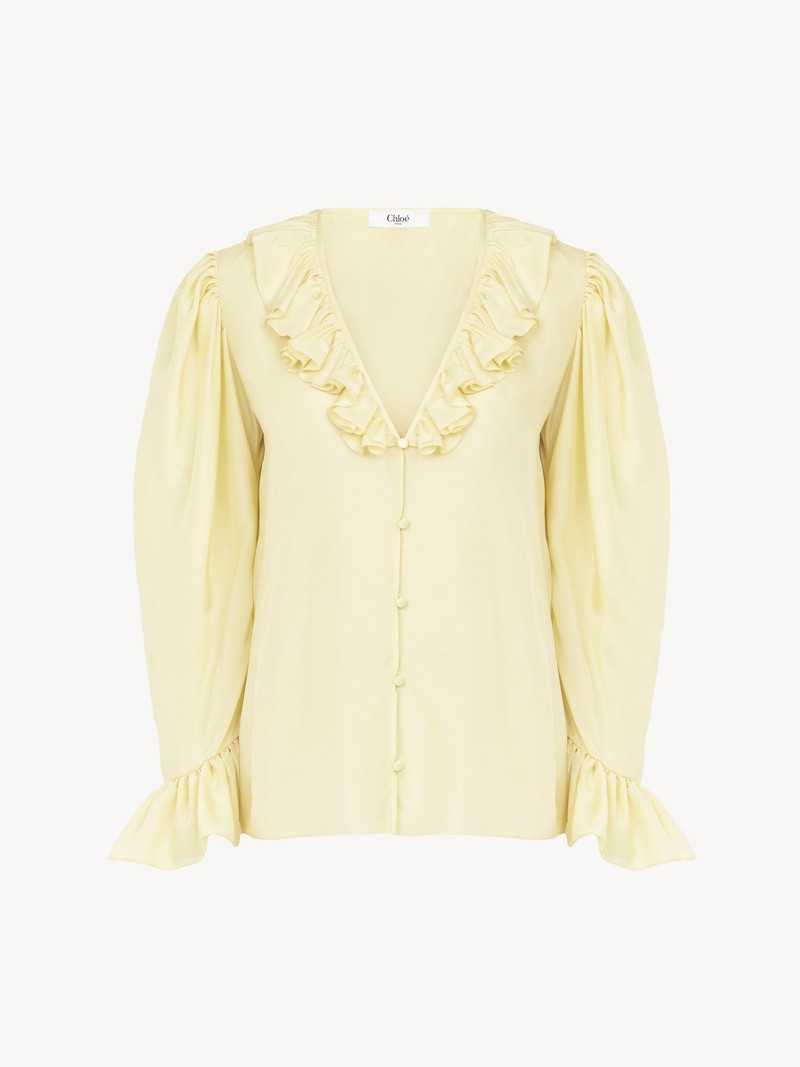 Chloé V-NECK RUFFLE TOP IN SILK HABOTAI outlook