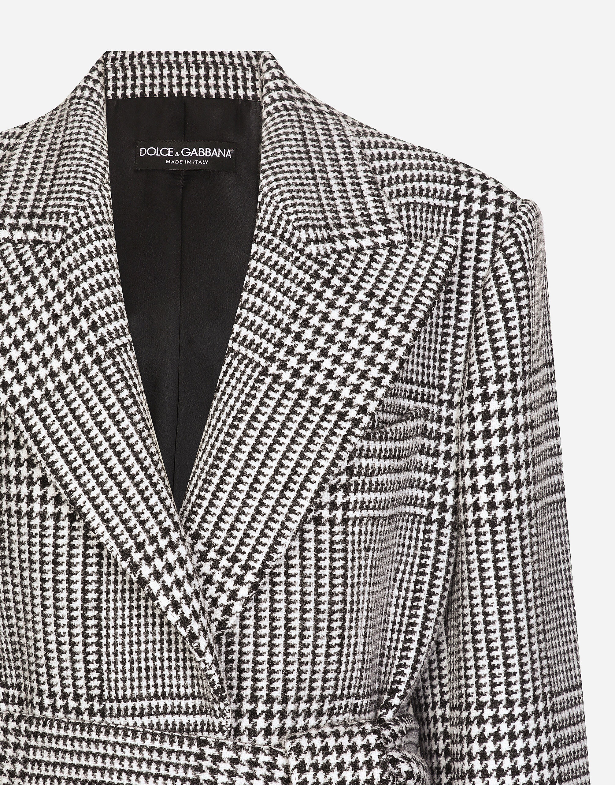 Single-breasted houndstooth check coat with belt - 4