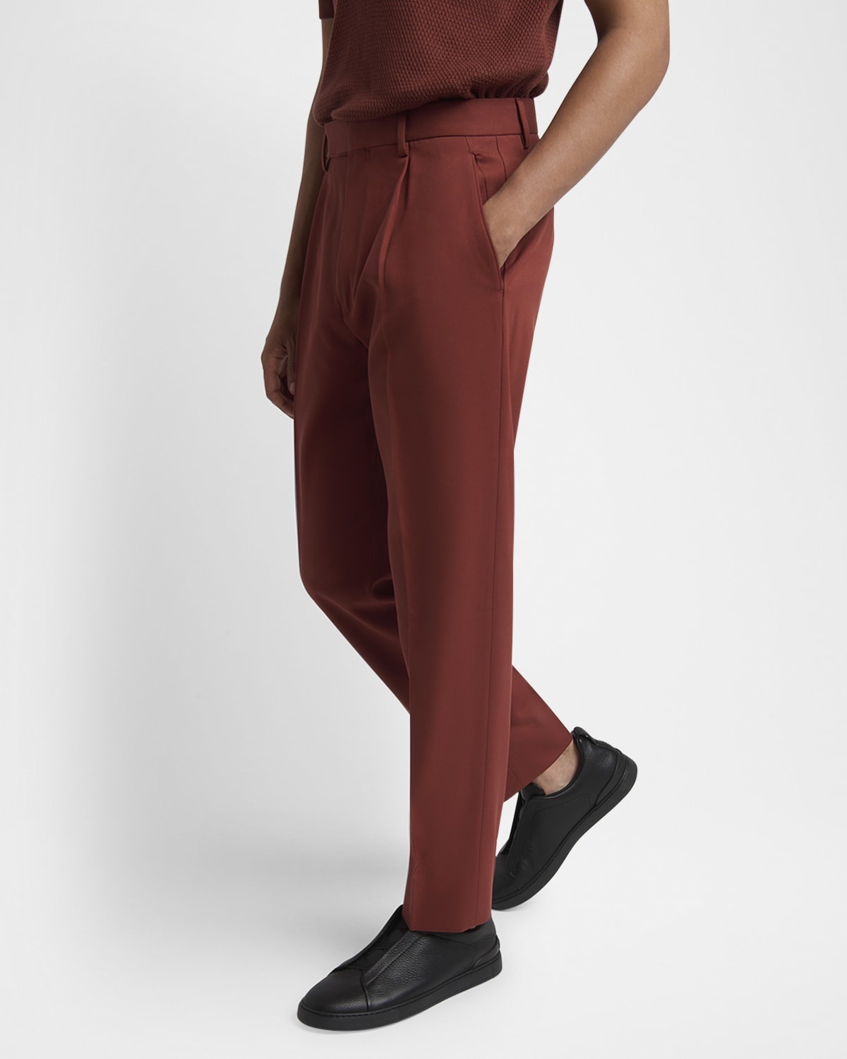 Men's Pleated Cotton-Wool Pants - 5