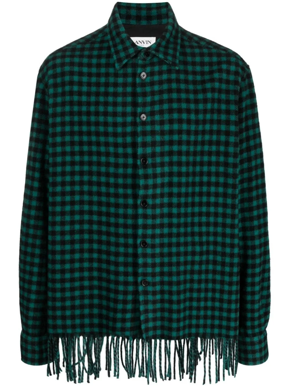 FRINGED CHECKED WOOL SHIRT - 1