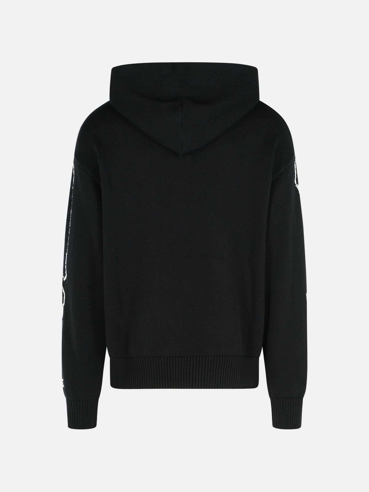 'BONES' BLACK COTTON SWEATER - 3