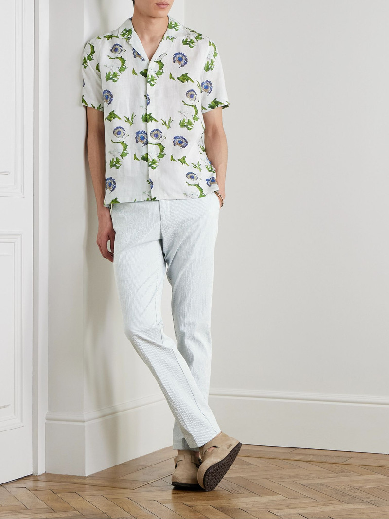 ORLEBAR BROWN Maitan Camp-Collar Floral-Print Linen Shirt White outlook