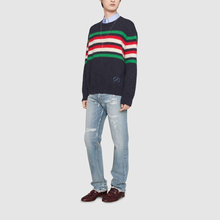 Gucci Alpaca Wool Stripe Crew Knit 'Navy' 633614-XKBIP-4804 - 2