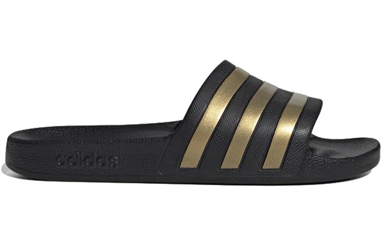 adidas Adilette Aqua Slides 'Black Gold Metallic' EG1758 - 2