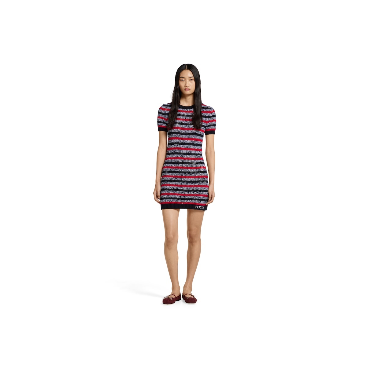 Striped fine cotton knit dress - 2