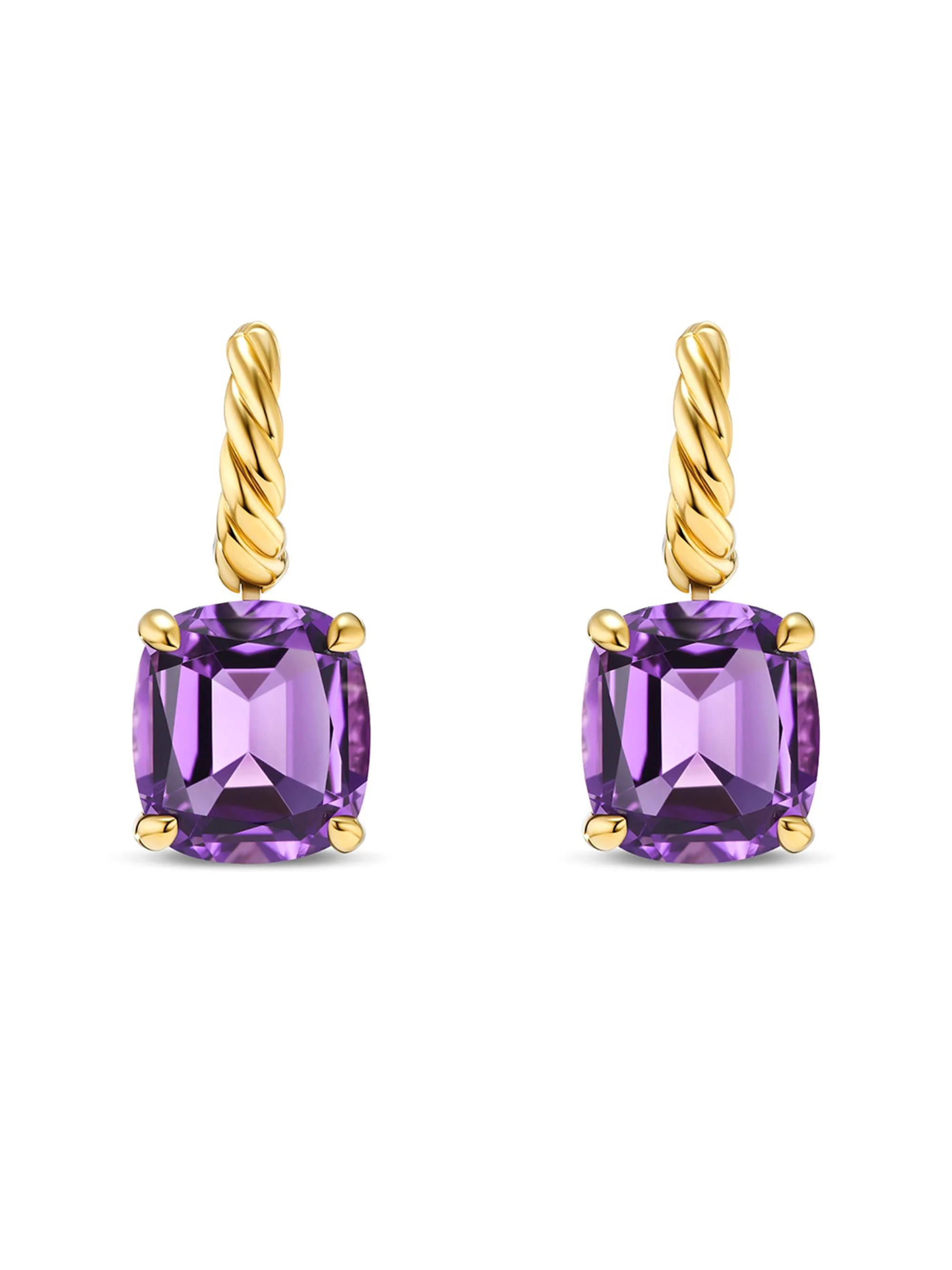 Women's Marbella Drop Earrings in 18K Yellow Gold - Amethyst - 1