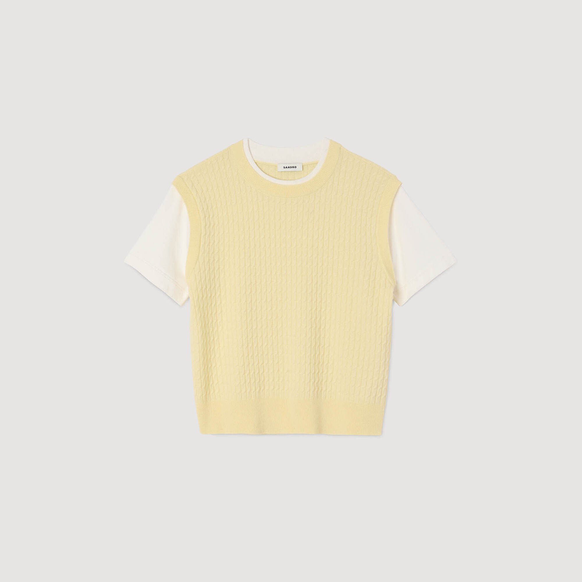 DUAL-MATERIAL KNIT SWEATER - 6