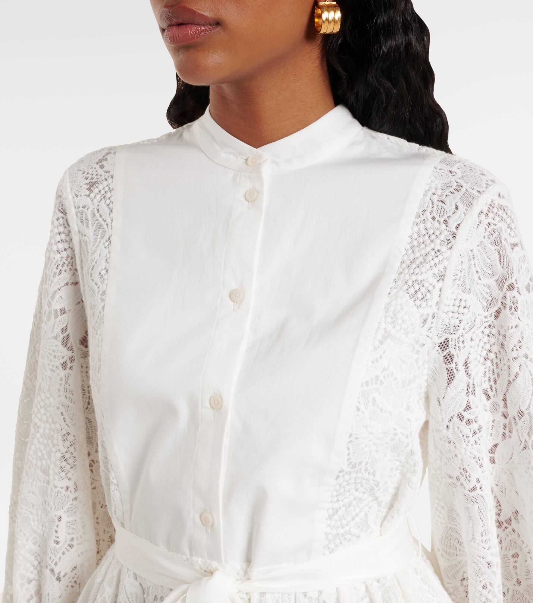 Embroidered cotton lace midi dress - 4