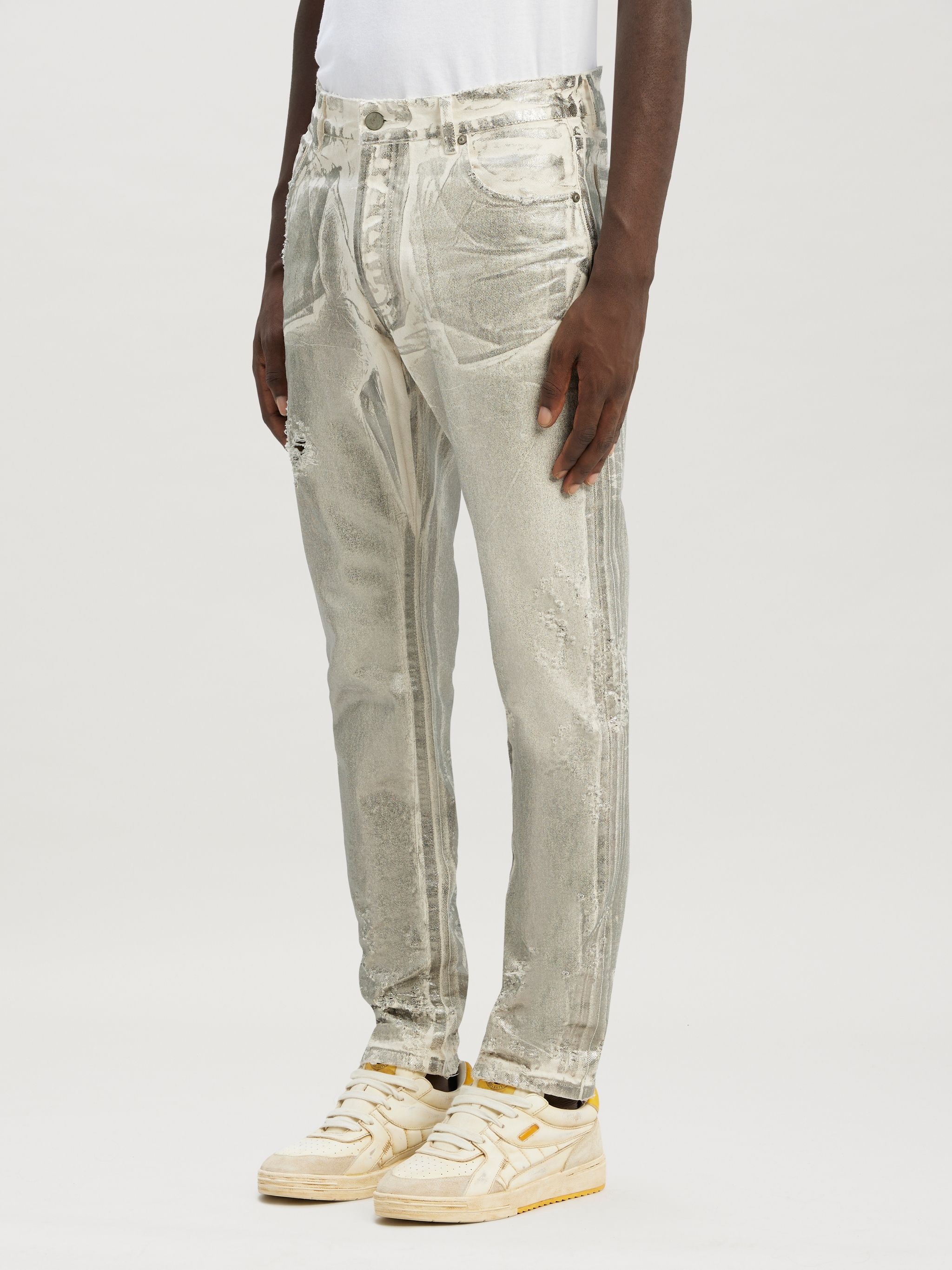 Metallic White Wash Regular 5 Pockets - 4