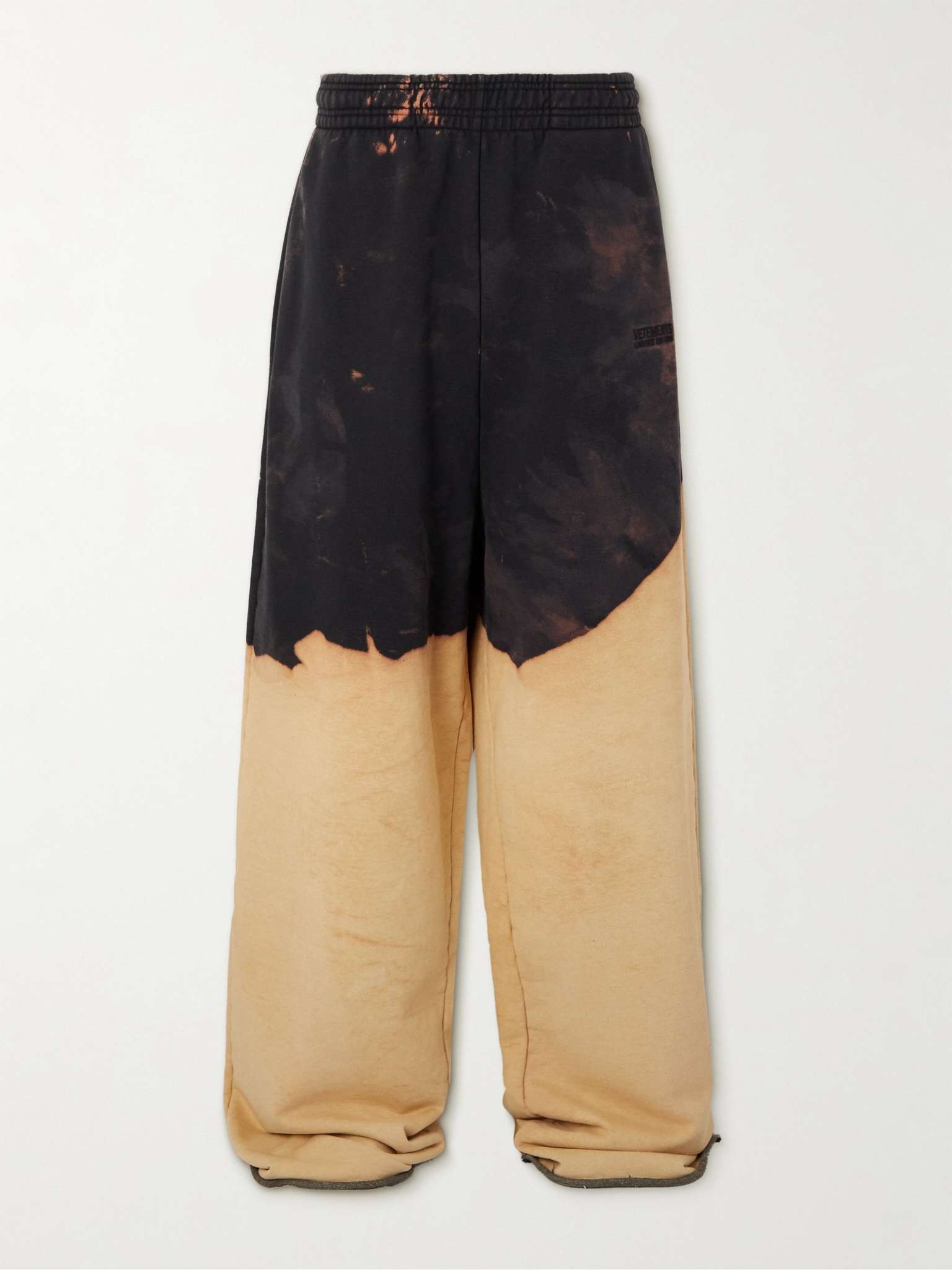 Wide-Leg Logo-Embroidered Bleached Cotton-Blend Jersey Sweatpants - 1