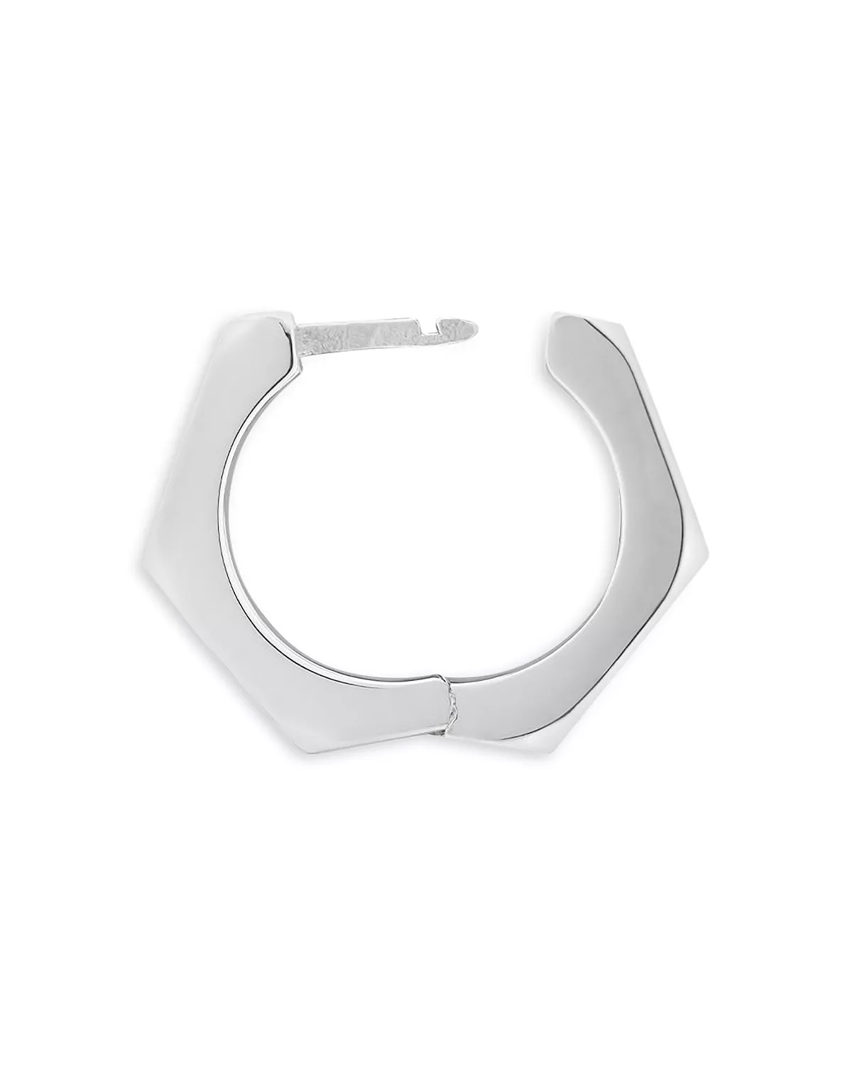 Sterling Silver Trademark925 Hexagon Huggie Hoop Earrings - 3