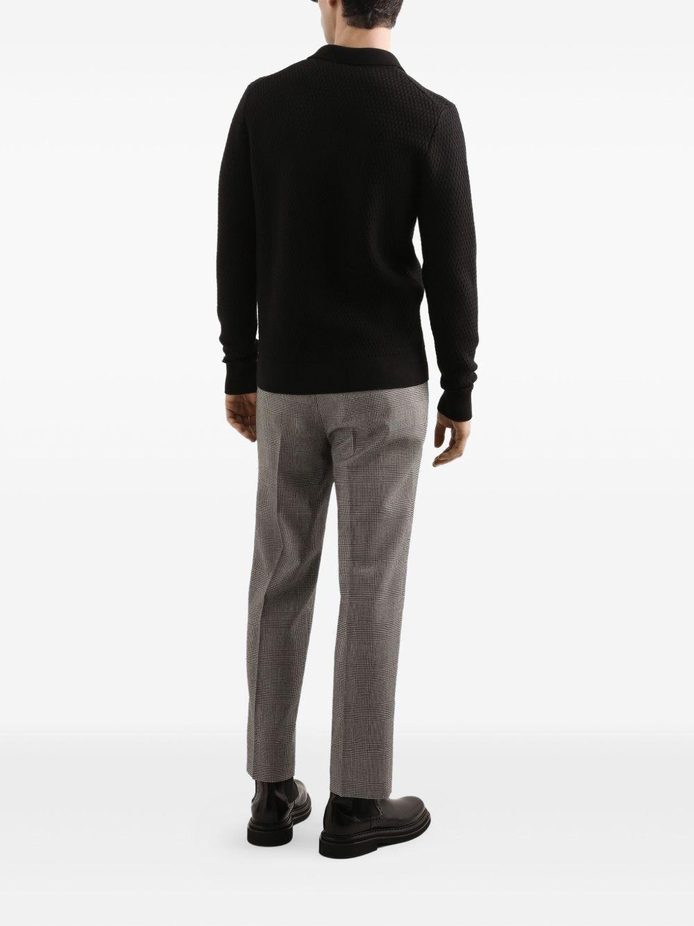 pleat-detail checked trousers - 3