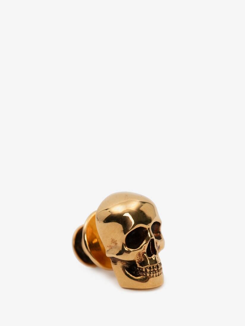 Skull Pin Badge in Antique Gold - 4