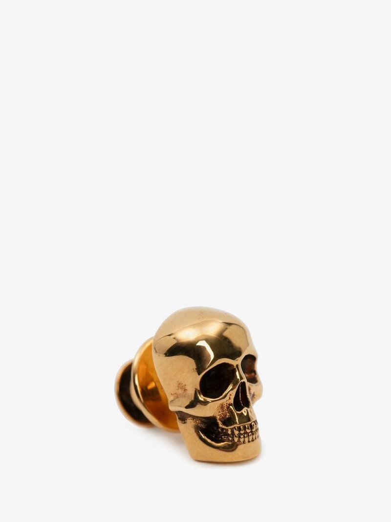 Skull Pin Badge in Antique Gold 4