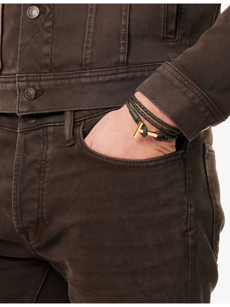 TOM FORD Braided Leather Bracelet outlook