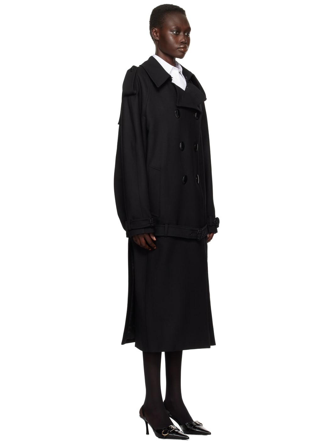 Black Oversized Trench Coat - 2
