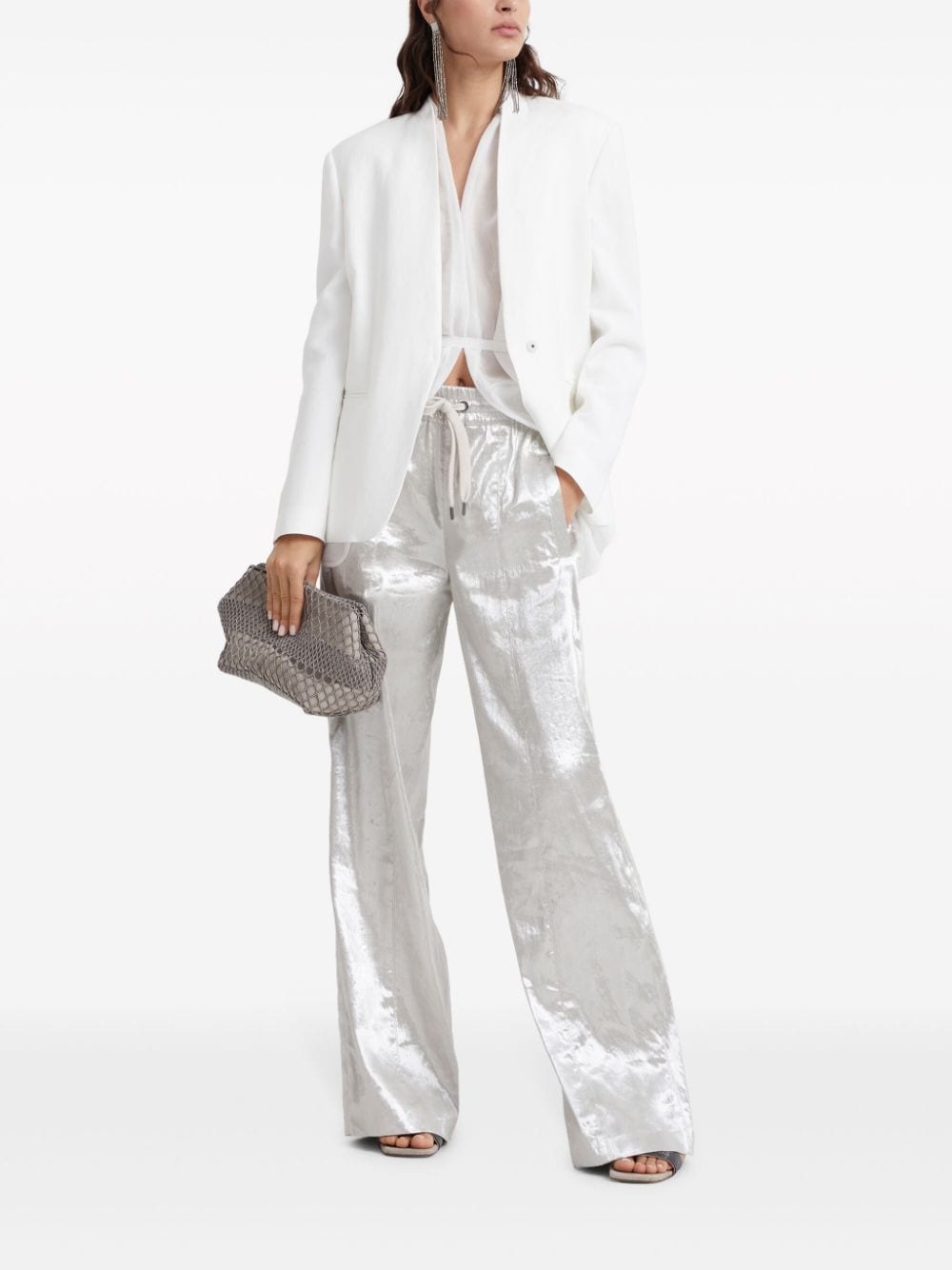 metallic wide-leg trousers - 2