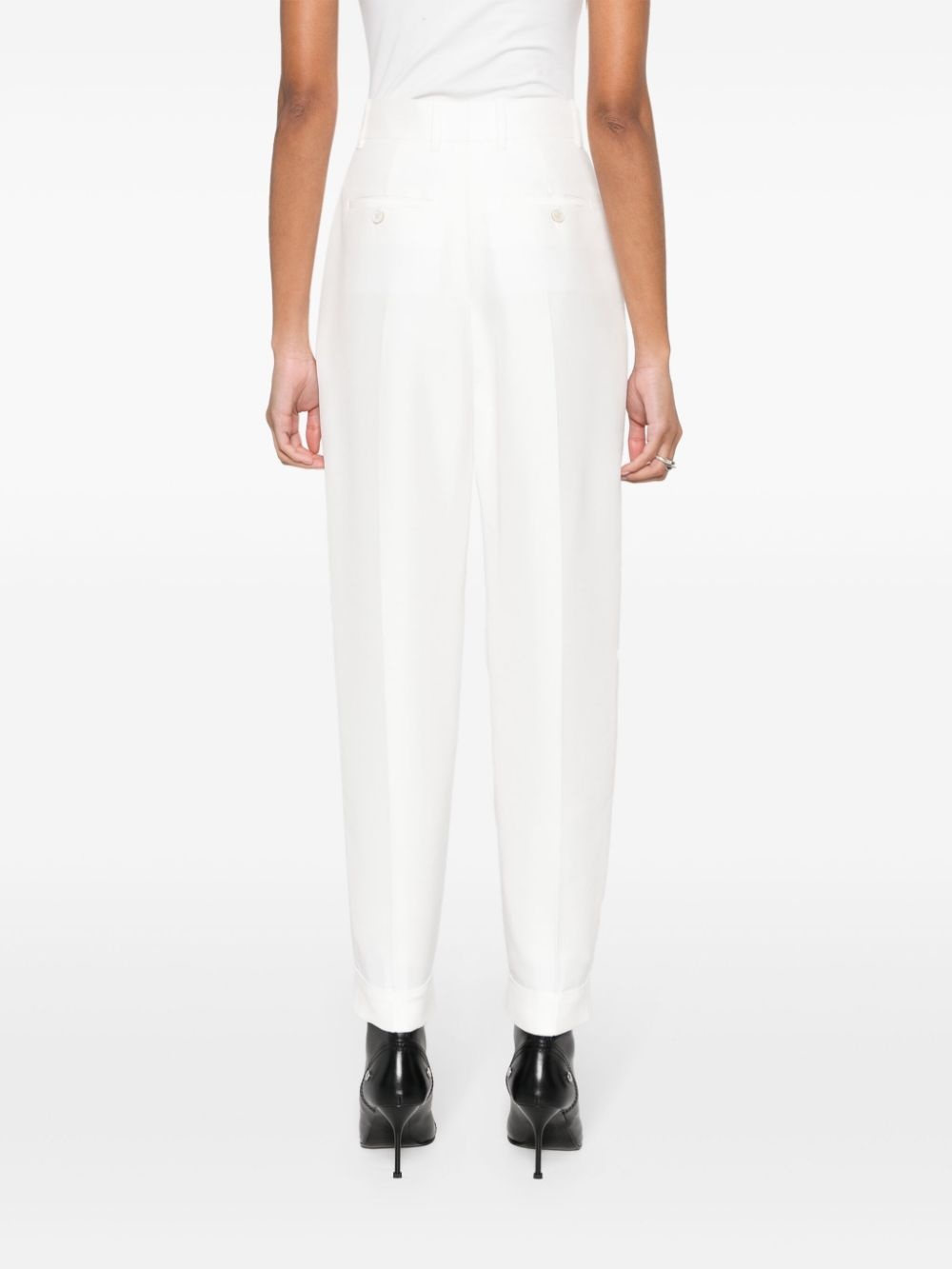pleat-detail cotton trousers - 4