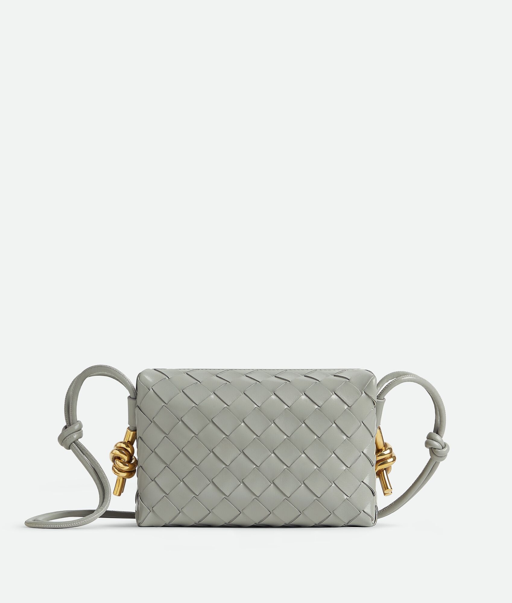 Bottega Veneta White Mini Loop Intrecciato Leather Camera Bag In