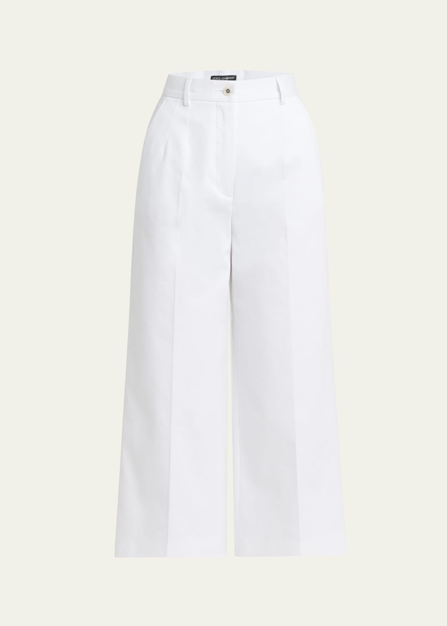 High-Rise Cotton Gabardine Wide-Leg Crop Pants - 1