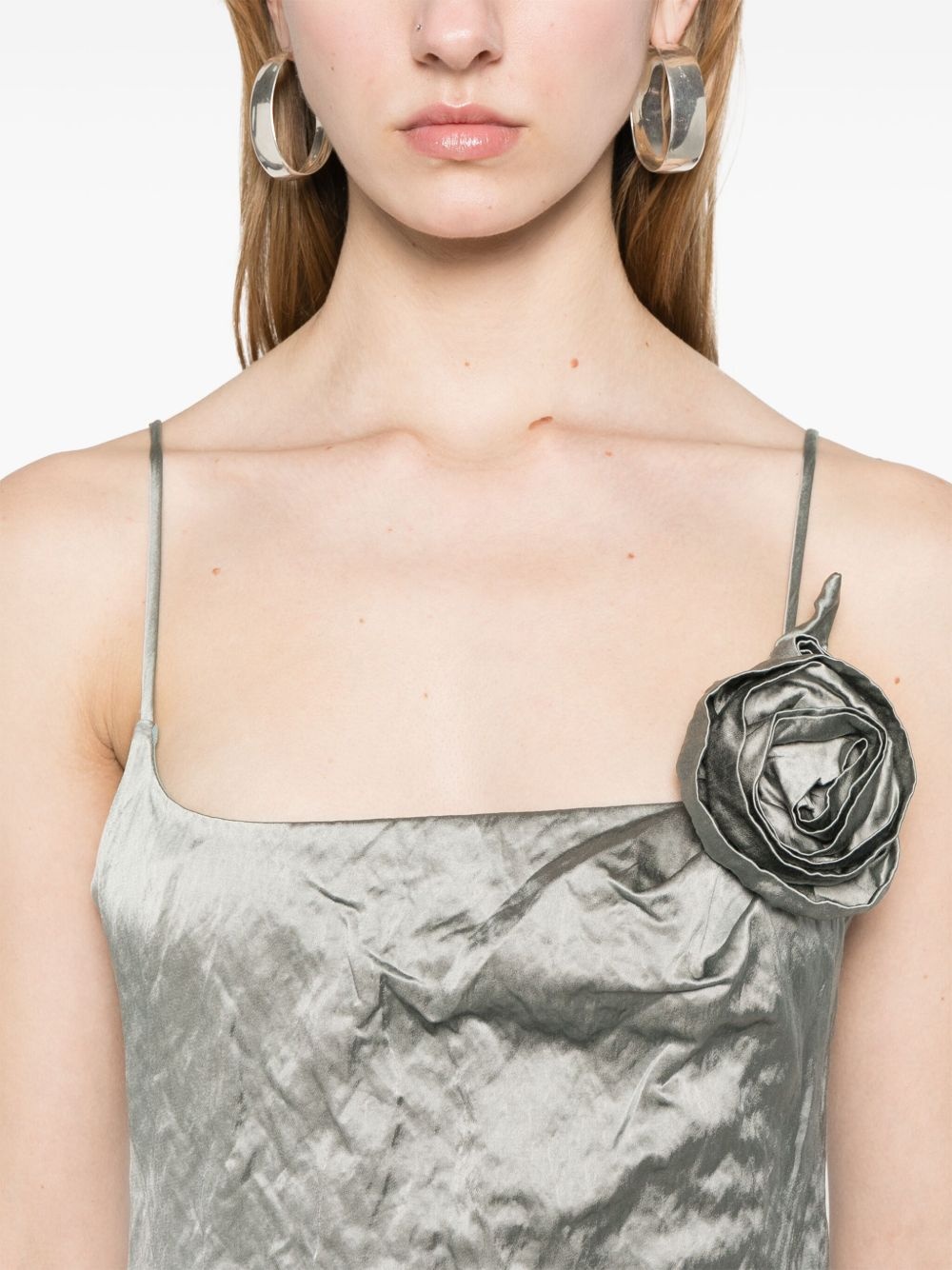 crinkled satin midi dress - 5