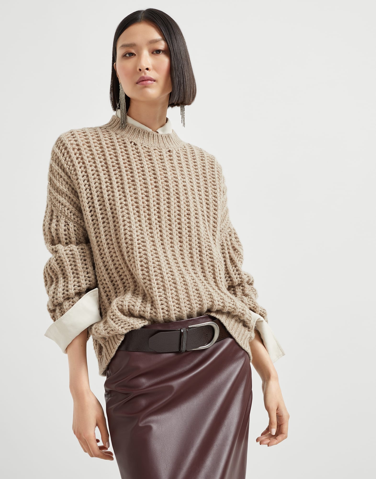 Openwork rib sweater in cashmere Feather yarn - 4