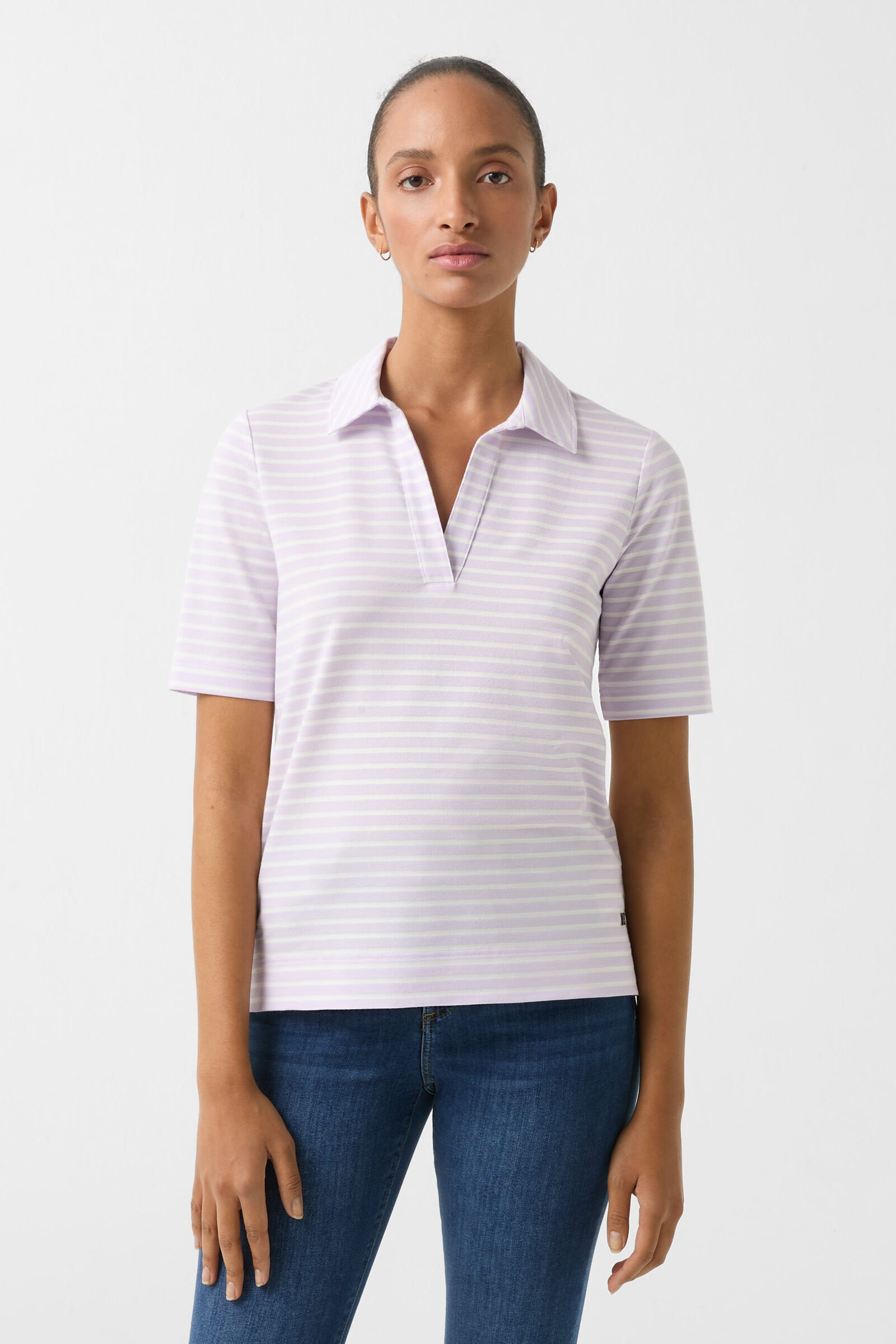 Peony polo shirt in Lilac/Off-White - 2