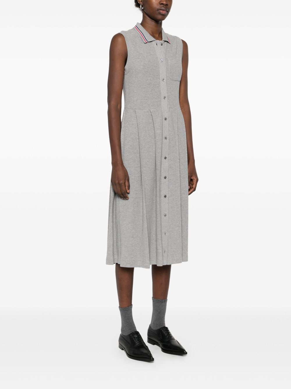 RWB-stripe pleated midi dress - 3