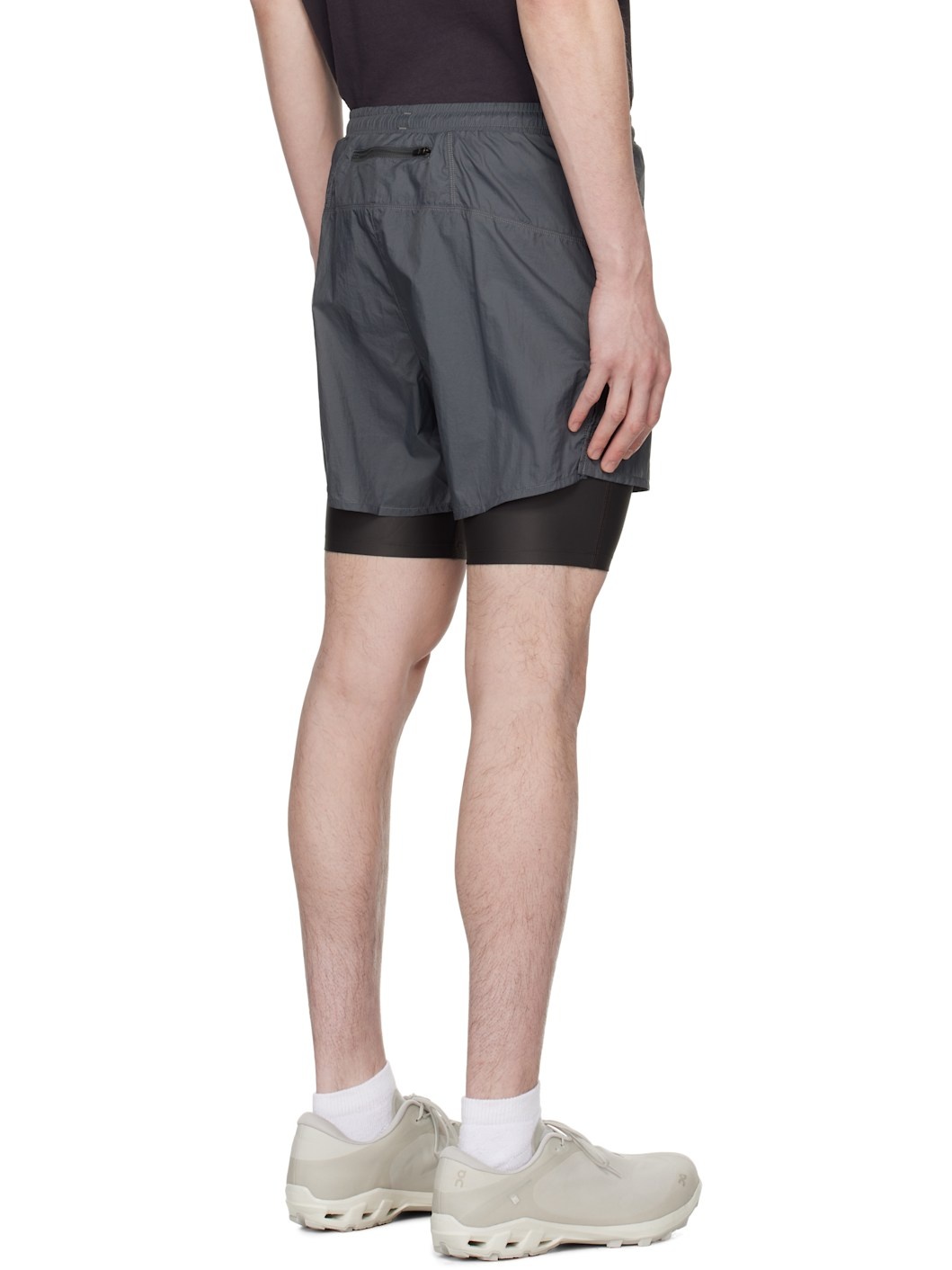 Gray Ripstop Layered Trail Shorts - 3