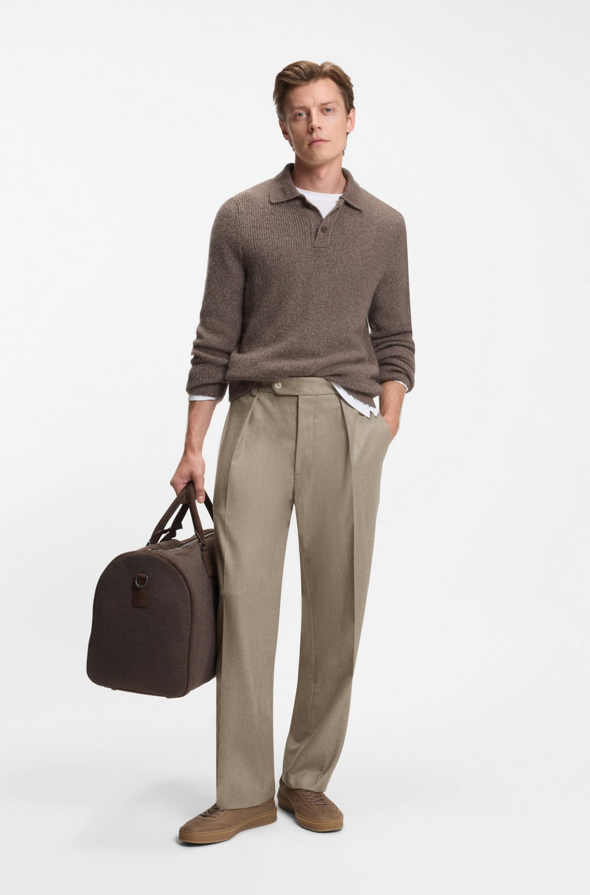 BECKHAM X BOSS RELAXED-FIT TROUSERS IN VIRGIN WOOL - 3