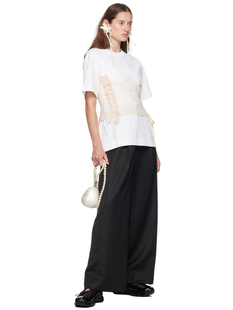 Simone Rocha White Corset Panel Boxy T-Shirt outlook