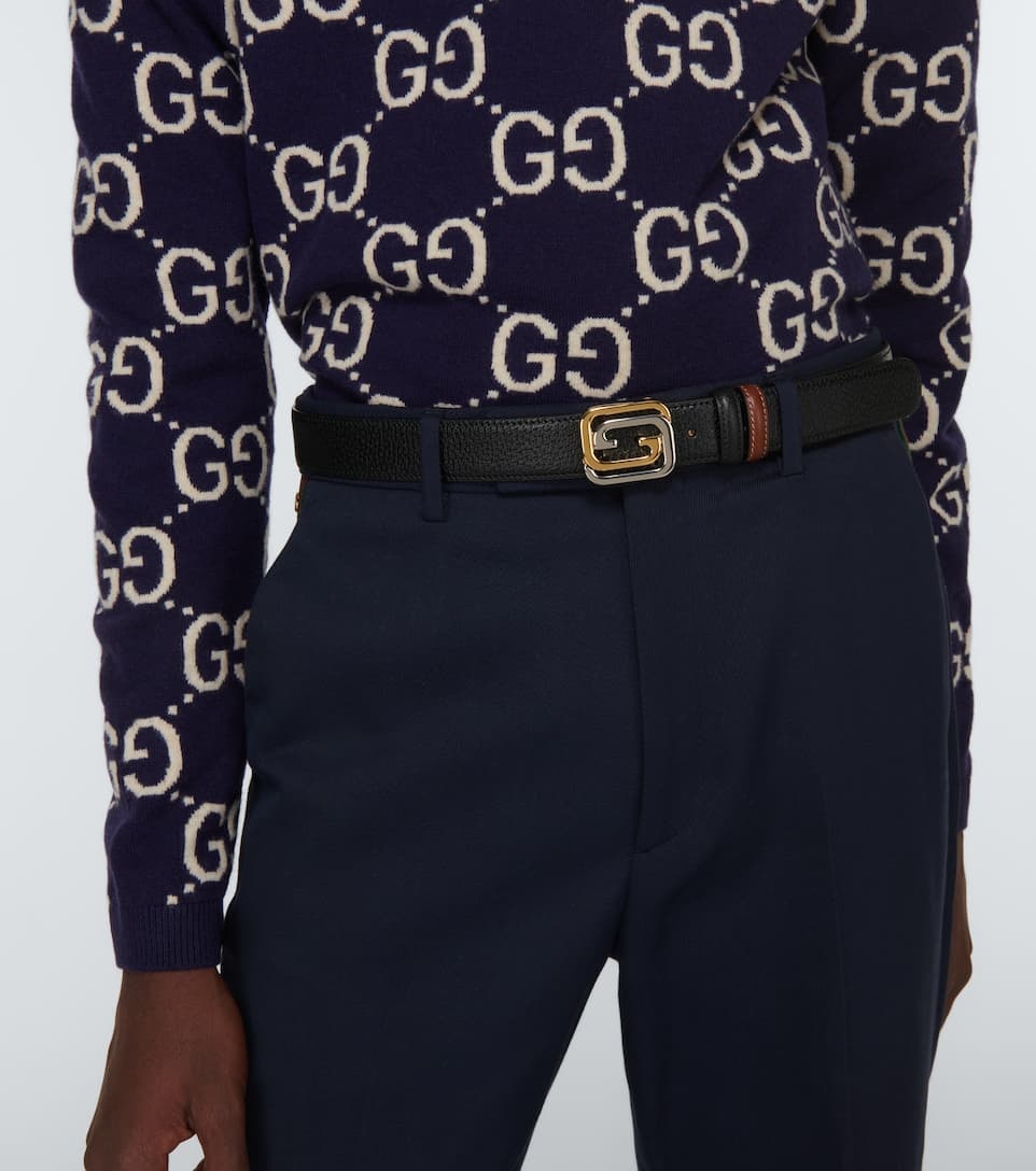 Reversible double G leather belt - 3