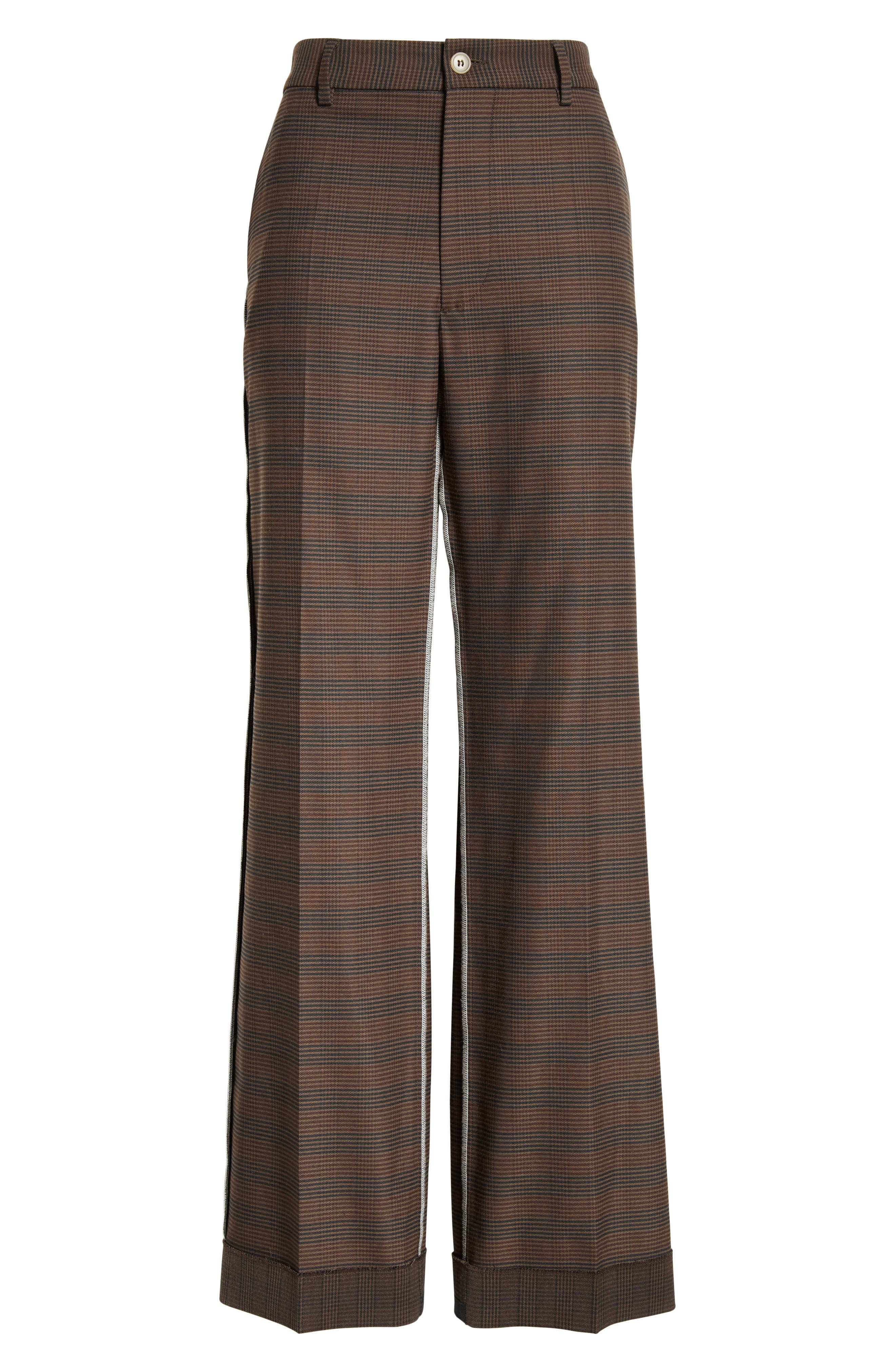 MM6 Maison Margiela Décortiqué Glen Plaid Pants in Brown/Black at Nordstrom - 6