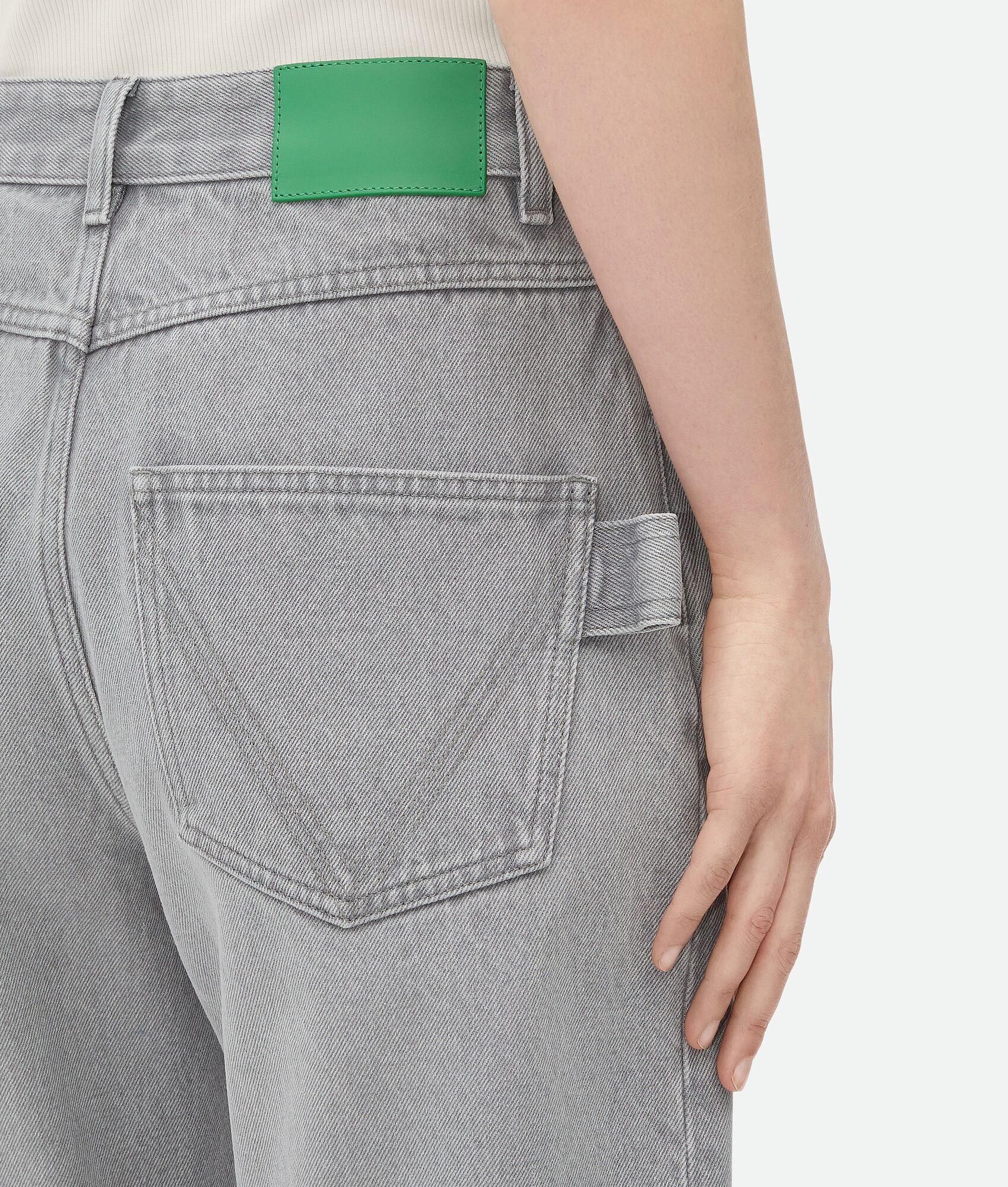 Light Grey Washed Rounded Leg Denim - 5