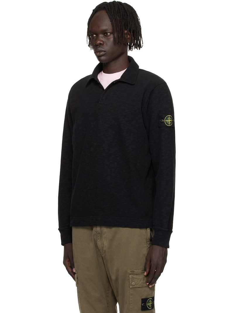 Stone Island Black 6100054 Vanisé Brushed Heavy Cotton Jersey Polo outlook