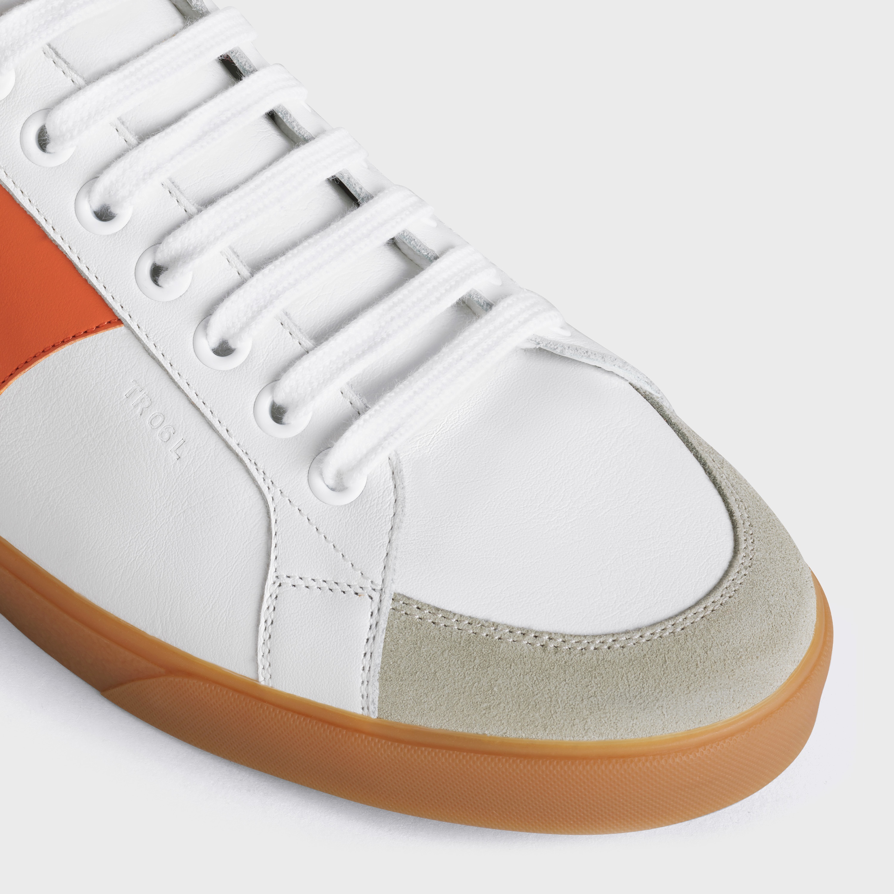 CELINE TRIOMPHE LOW LACE-UP SNEAKER PLAIN LOGO IN CALFSKIN AND SUEDE CALFSKIN - 4