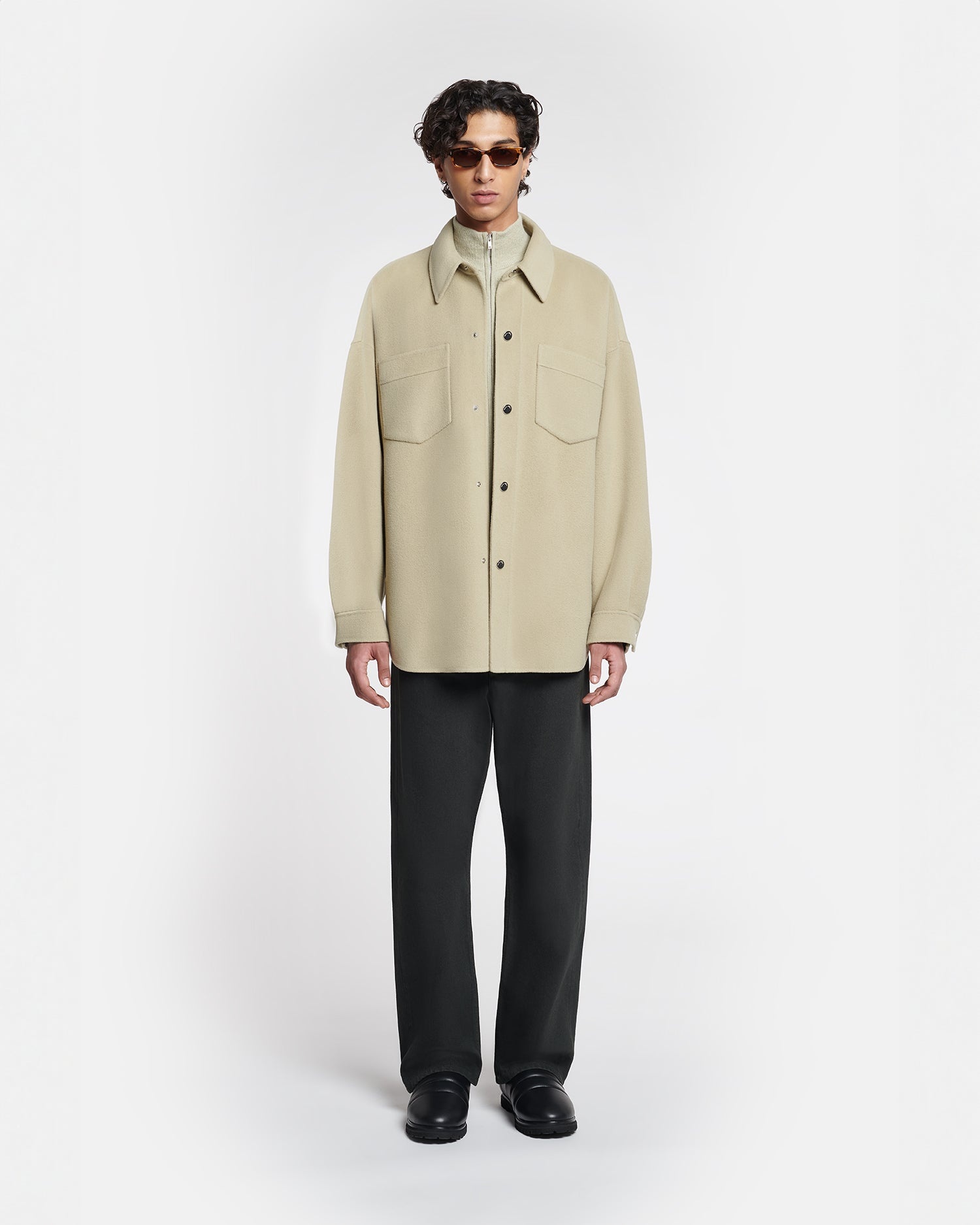 Double Wool And Silk Blend Overshirt - 4