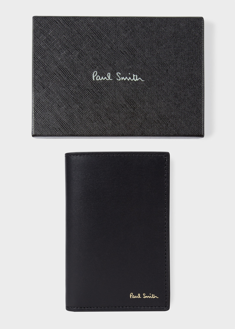 Black 'Signature Stripe' Interior Leather Credit Card Wallet 6