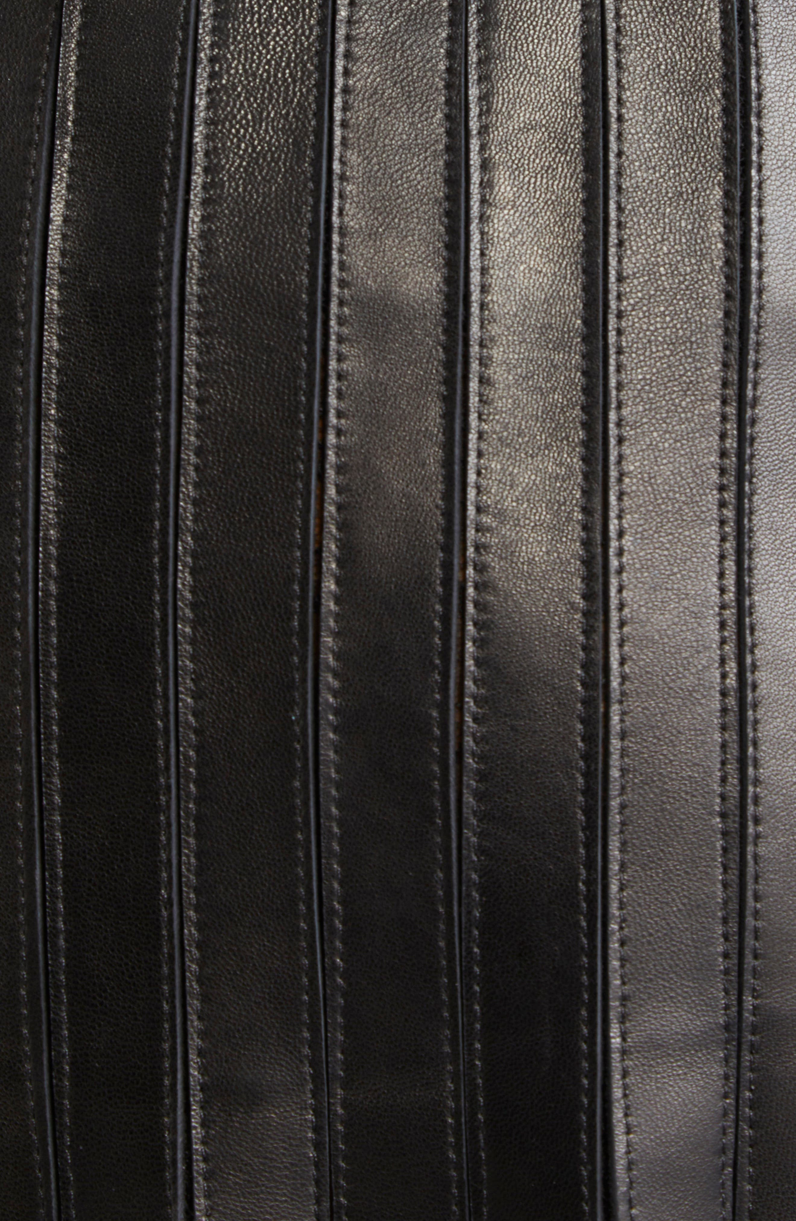 Brandon Maxwell Alix Leather Strip & Lace Skirt in Black at Nordstrom - 7
